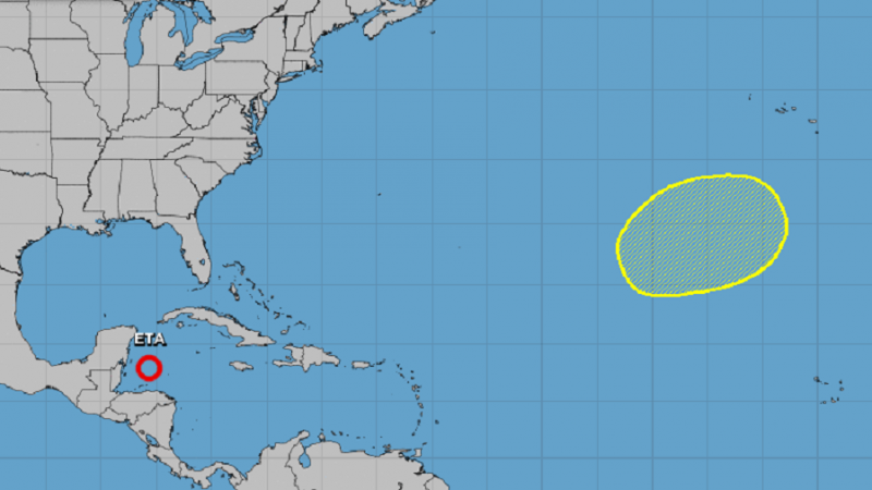 Eta Makes Landfall in Florida, Theta Shows 50% Chance of