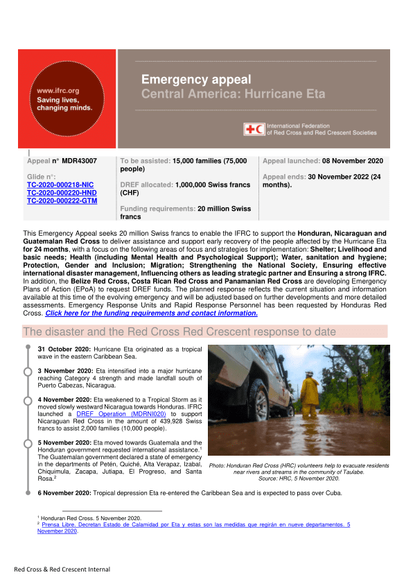 Central America: Hurricane Eta