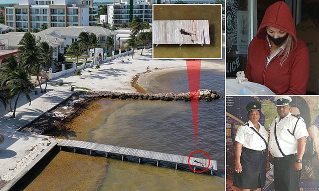 Pictured: The bloodied pier where Belize cop was shot dead