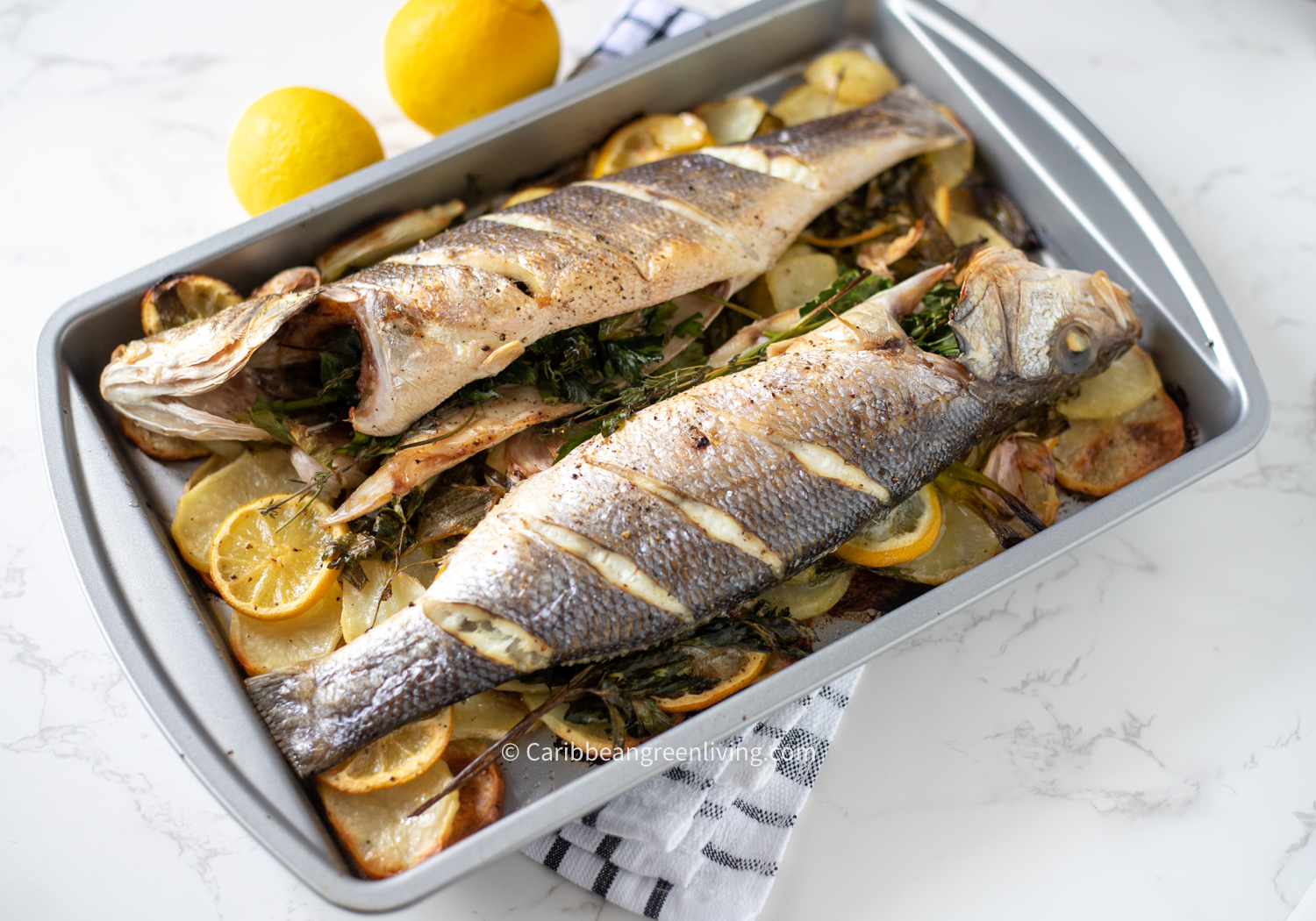 Whole Roasted Fish with Lemon and Fresh Herbs