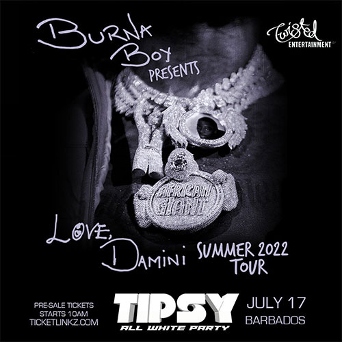 Burna Boy To Headline Tipsy All White Party in Barbados