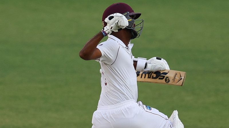 Brathwaite’s hundred defies Australia but Lyon strikes late