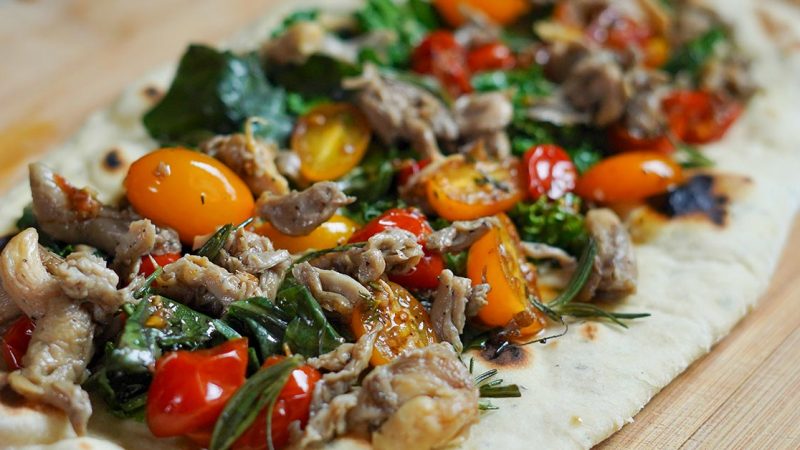 Rosemary Flatbread with Sautéed Veggies