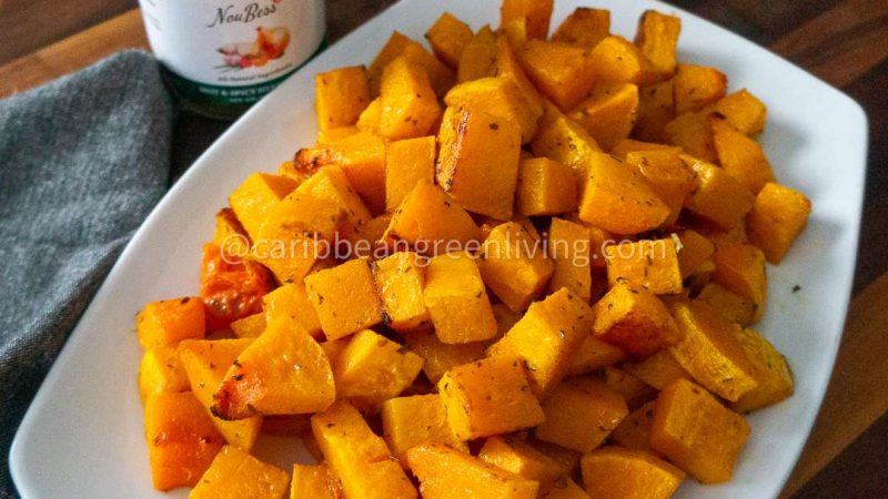 Spicy Roasted Butternut Squash with Noubess Hot and Spicy Sauce