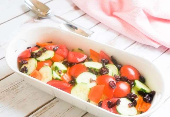 Cucumber, Tomatoes, Sweet Peppers and Dried Cranberries Salad: A Refreshing