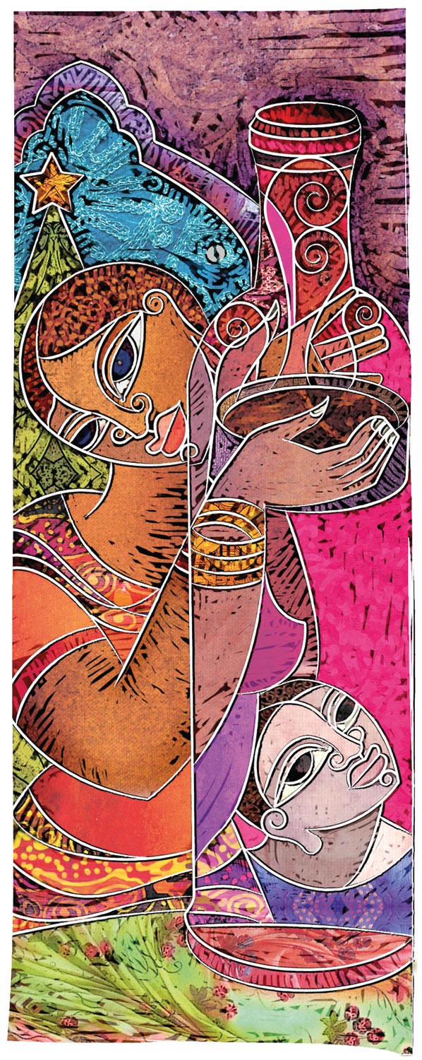 Christmas cake and mushroom clouds