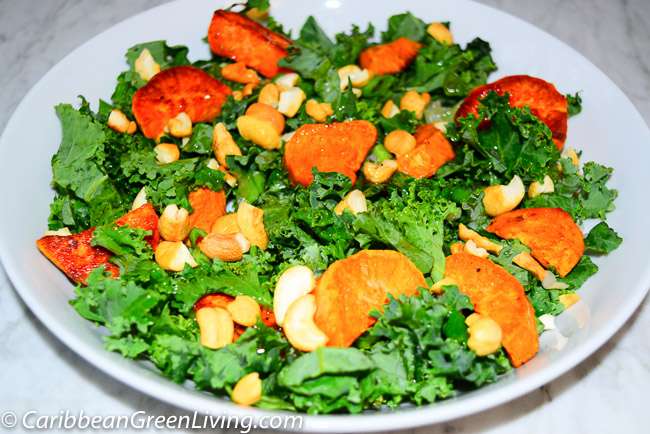 Roasted Sweet Potato Salad with Cashews and Green Onions