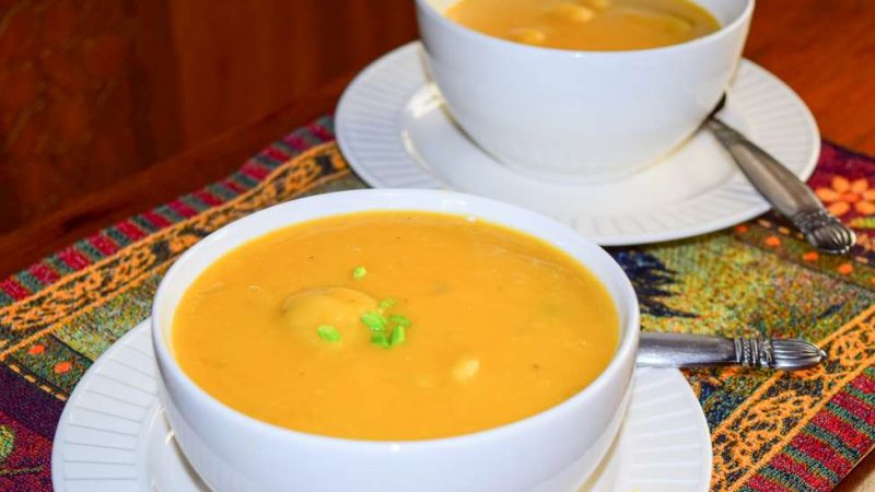 Creamy Yellow Split Pea Soup with Dumplings