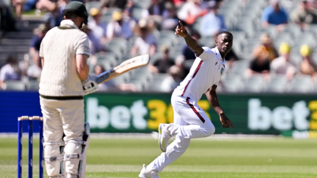 First-ball joy: Shamar Joseph starts Test cricket with Steven Smith’s