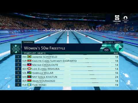 Paris 2024 | Dominica’s Jasmine Schofield 1st  in women’s 50m freestyle heat | SportsMax