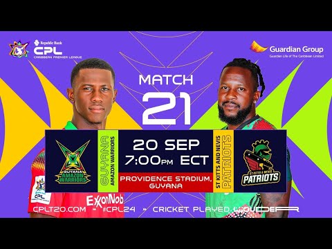 LIVE | Guyana Amazon Warriors vs St Kitts & Nevis Patriots | CPL 2024