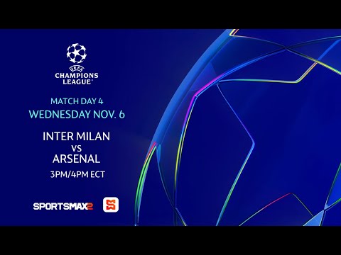 Watch UEFA Champions League | Inter Milan vs Arsenal | Wed. Nov. 6 | on SportsMax and App!
