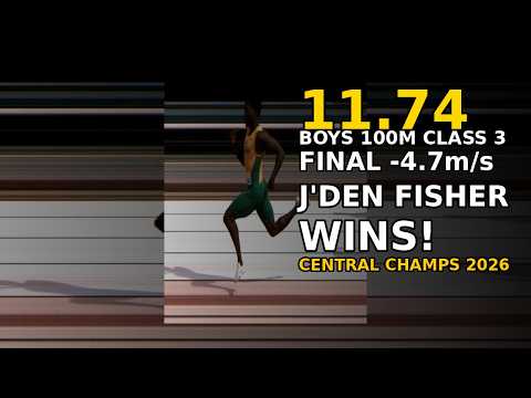 J’DEN FISHER dominates the Boys 100m Class 3 Final at Central Champs 2026!