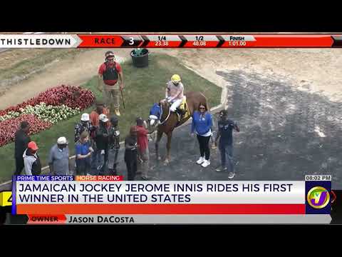 Jamaican Jockey Jerome Innis Rides His First Winner In The United States | TVJ Sports