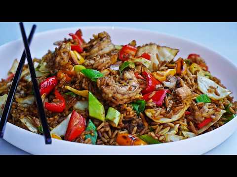 Easy Jerk Shrimp Fried Rice (Traeger Flatrock)